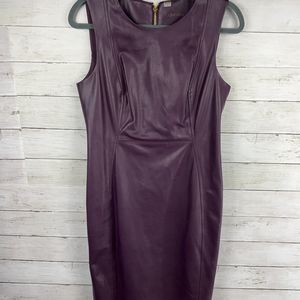 Calvin Klein Purple Faux Leather Sheath Dress